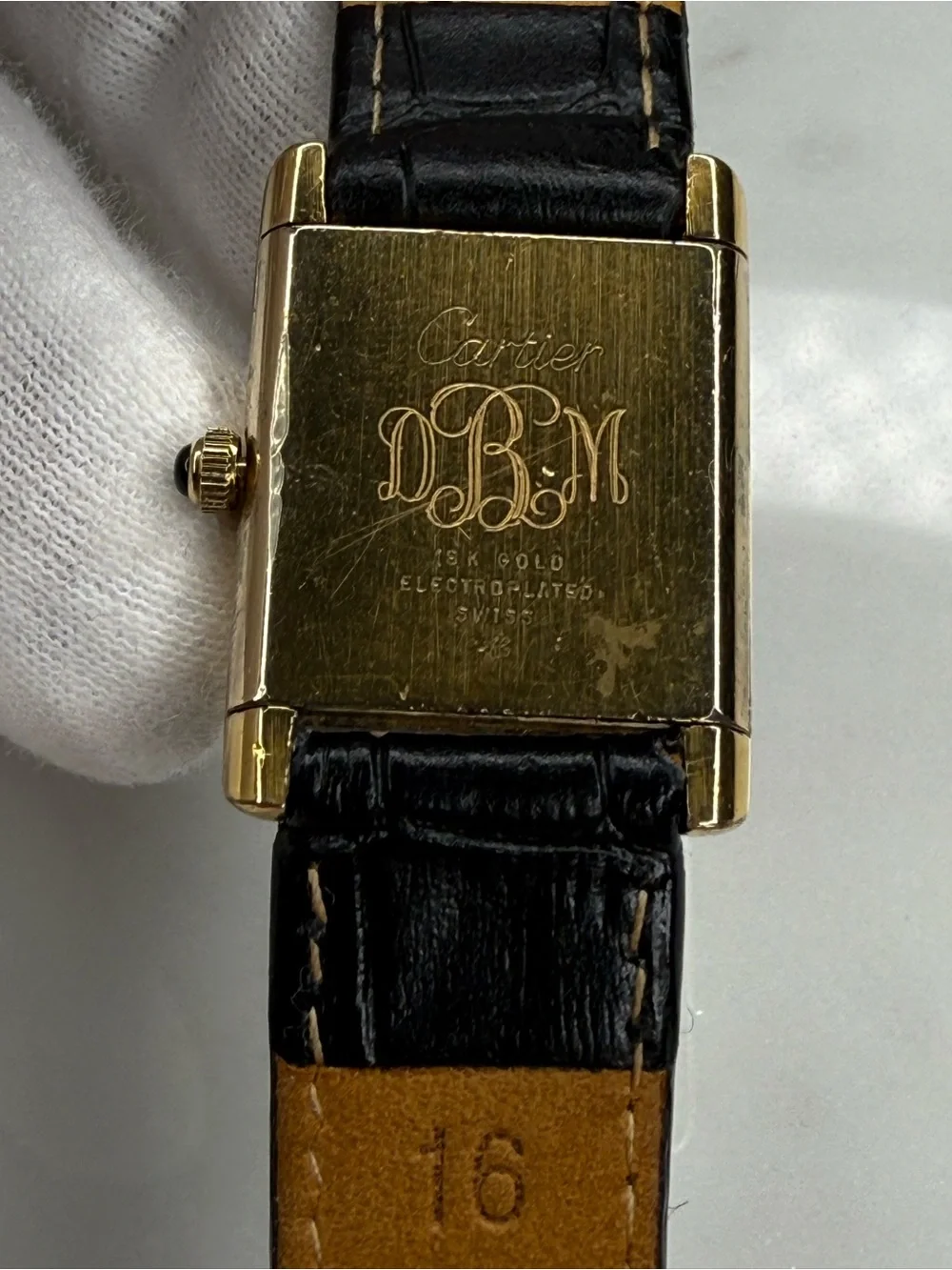 Auth Vintage Cartier Tank 18k Electroplated 1970s 21x28mm Manual Wind Movement